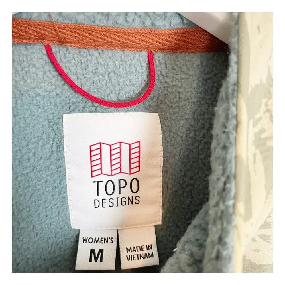 Topo Designs Subalpine Sherpa Fleece Vest Blue Sand Print Sz M